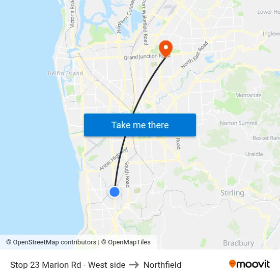 Stop 23 Marion Rd - West side to Northfield map