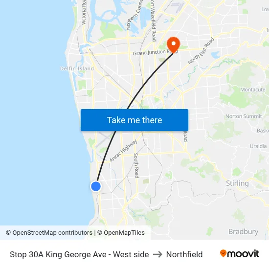 Stop 30A King George Ave - West side to Northfield map