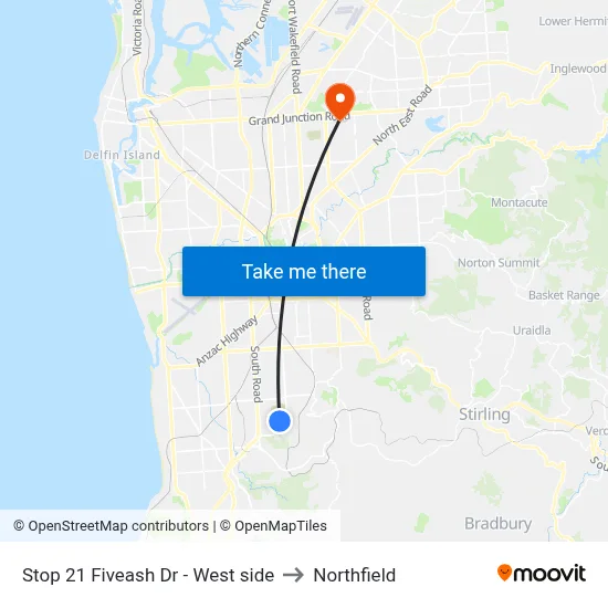 Stop 21 Fiveash Dr - West side to Northfield map