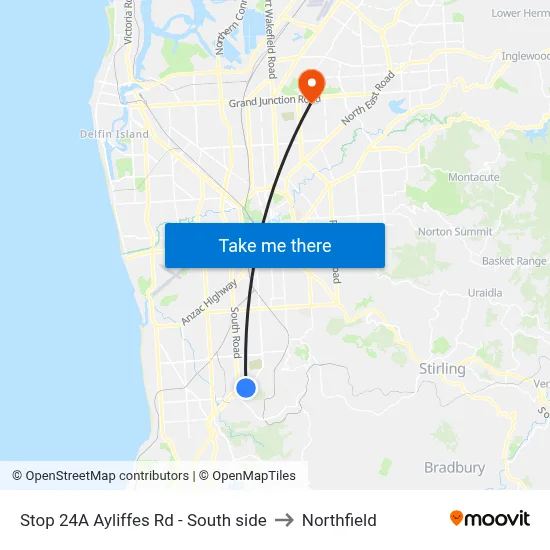Stop 24A Ayliffes Rd - South side to Northfield map