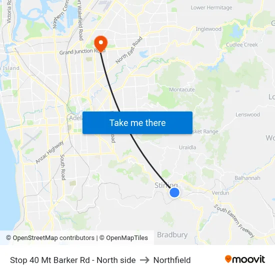 Stop 40 Mt Barker Rd - North side to Northfield map