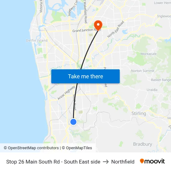 Stop 26 Main South Rd - South East side to Northfield map