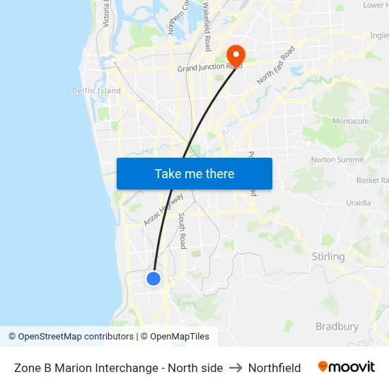 Zone B Marion Interchange - North side to Northfield map