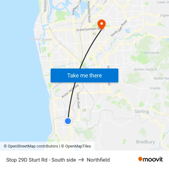 Stop 29D Sturt Rd - South side to Northfield map