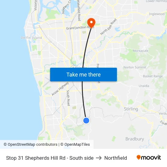 Stop 31 Shepherds Hill Rd - South side to Northfield map