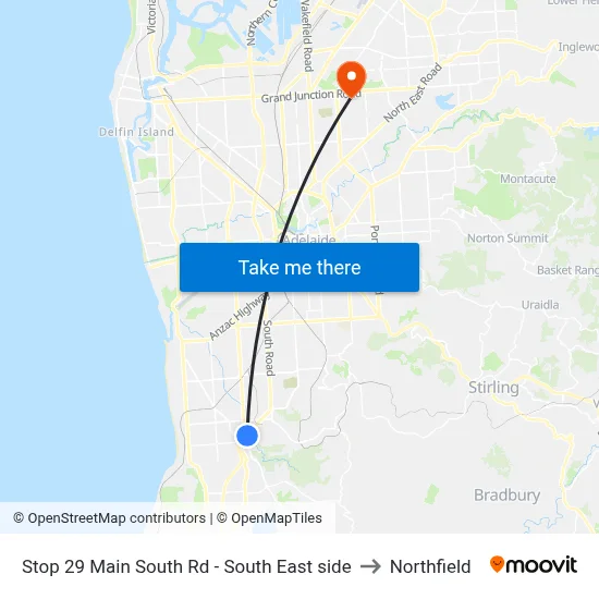 Stop 29 Main South Rd - South East side to Northfield map