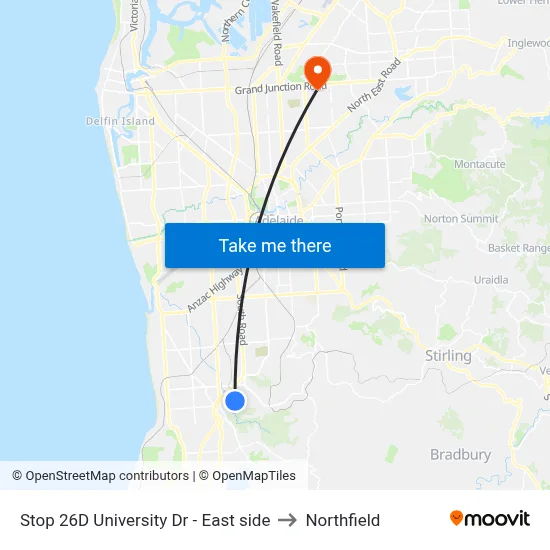 Stop 26D University Dr - East side to Northfield map