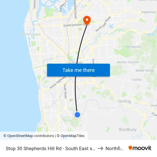 Stop 30 Shepherds Hill Rd - South East side to Northfield map