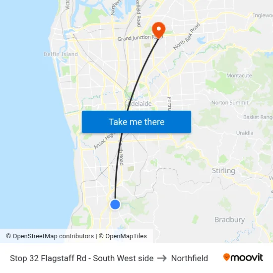 Stop 32 Flagstaff Rd - South West side to Northfield map