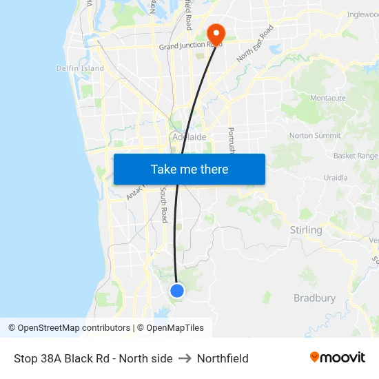 Stop 38A Black Rd - North side to Northfield map