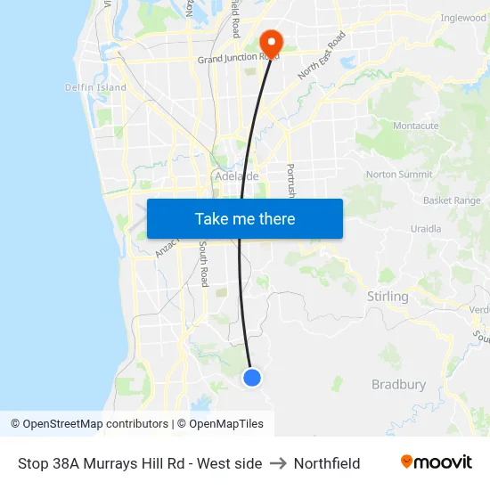 Stop 38A Murrays Hill Rd - West side to Northfield map