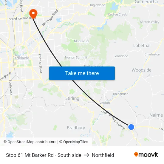 Stop 61 Mt Barker Rd - South side to Northfield map