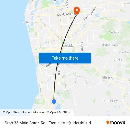 Stop 33 Main South Rd - East side to Northfield map