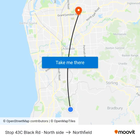 Stop 43C Black Rd - North side to Northfield map