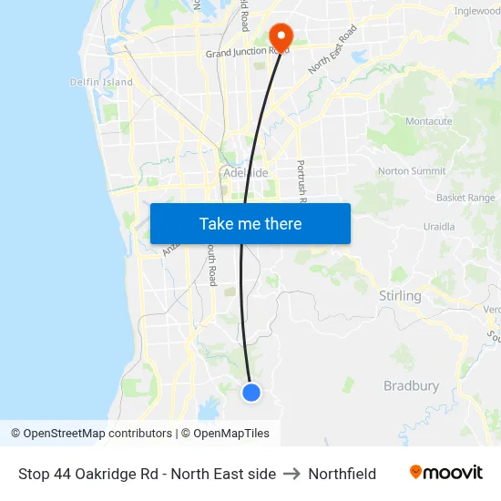 Stop 44 Oakridge Rd - North East side to Northfield map