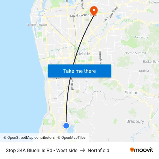 Stop 34A Bluehills Rd - West side to Northfield map