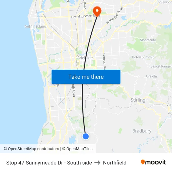 Stop 47 Sunnymeade Dr - South side to Northfield map