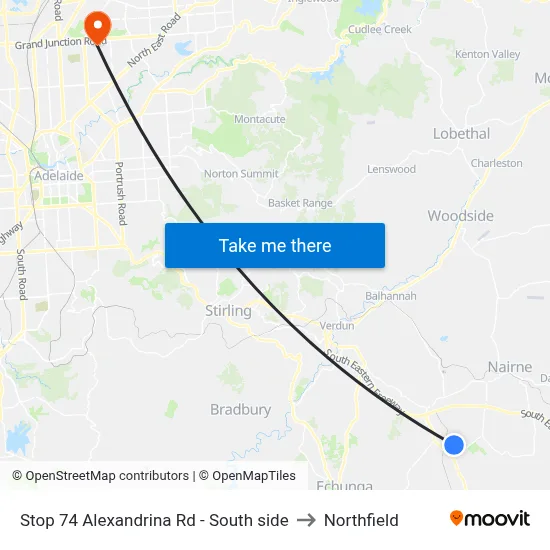 Stop 74 Alexandrina Rd - South side to Northfield map