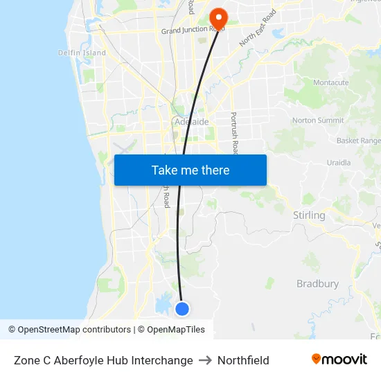 Zone C Aberfoyle Hub Interchange to Northfield map