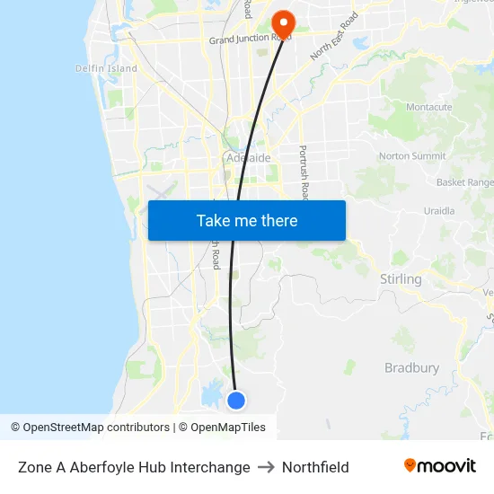 Zone A Aberfoyle Hub Interchange to Northfield map