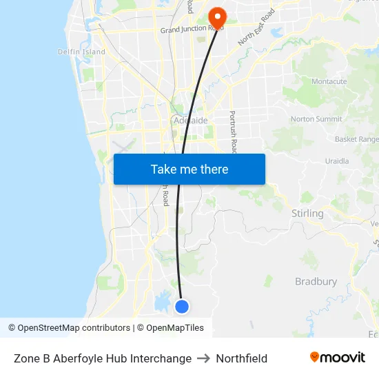 Zone B Aberfoyle Hub Interchange to Northfield map