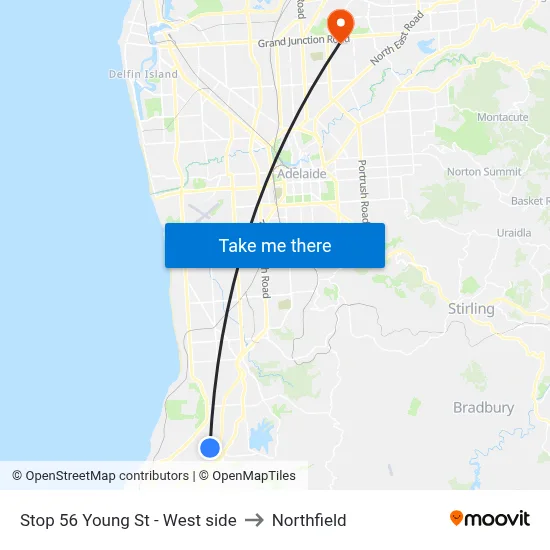 Stop 56 Young St - West side to Northfield map