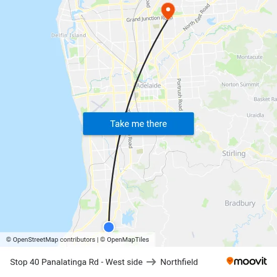 Stop 40 Panalatinga Rd - West side to Northfield map