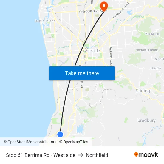 Stop 61 Berrima Rd - West side to Northfield map