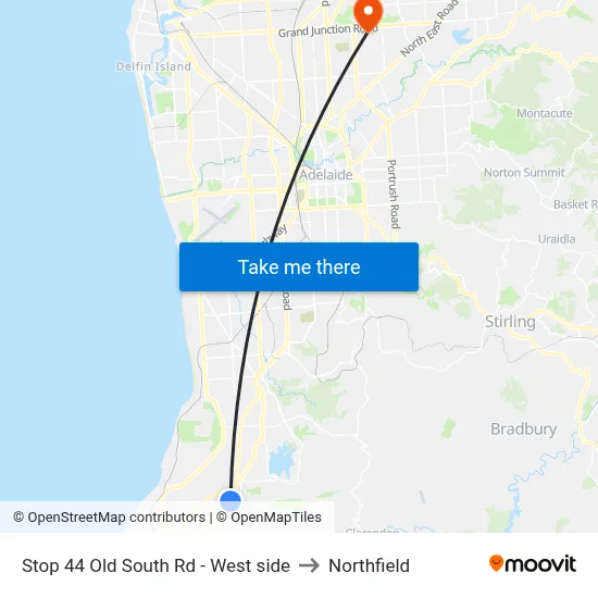 Stop 44 Old South Rd - West side to Northfield map