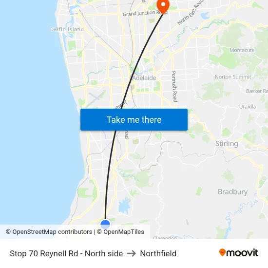 Stop 70 Reynell Rd - North side to Northfield map