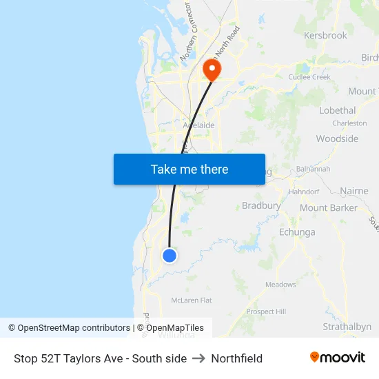 Stop 52T Taylors Ave - South side to Northfield map