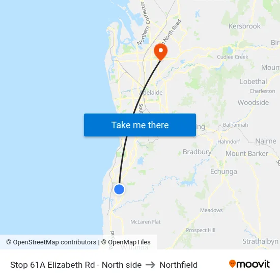 Stop 61A Elizabeth Rd - North side to Northfield map