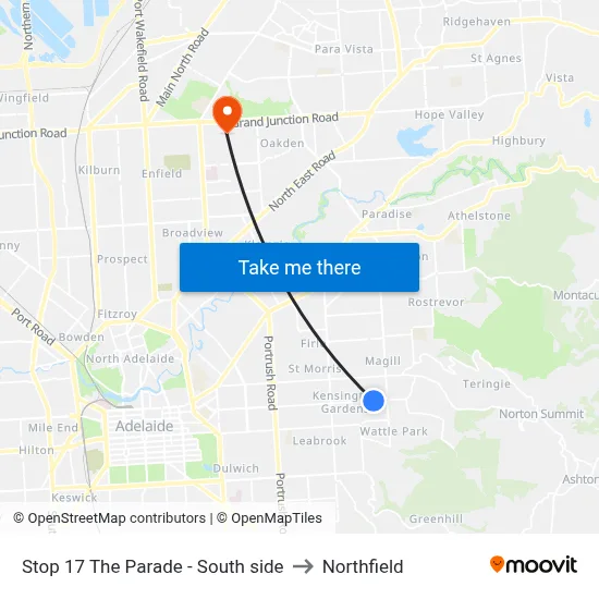 Stop 17 The Parade - South side to Northfield map
