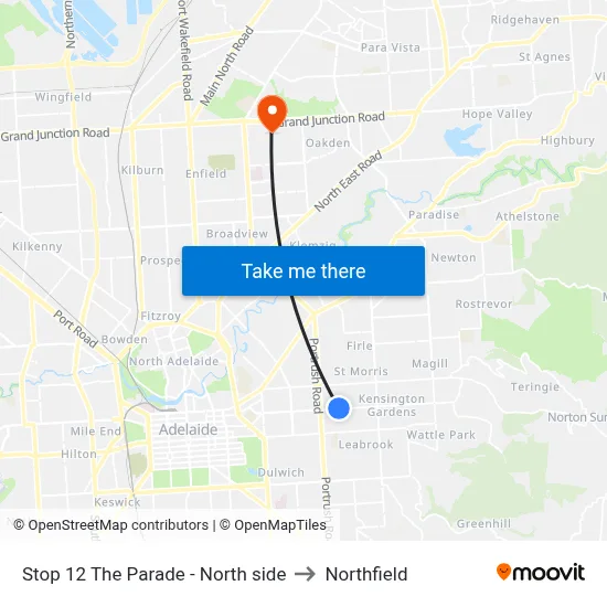 Stop 12 The Parade - North side to Northfield map