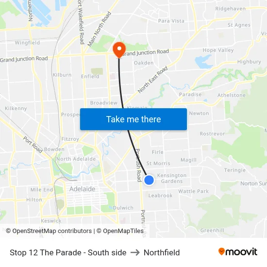 Stop 12 The Parade - South side to Northfield map