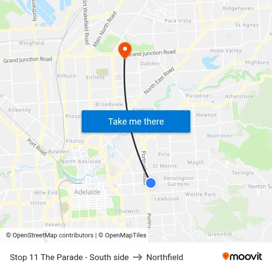 Stop 11 The Parade - South side to Northfield map