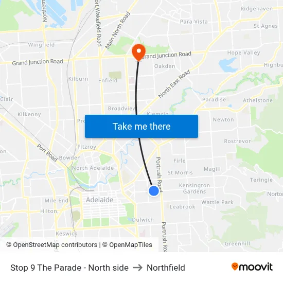 Stop 9 The Parade - North side to Northfield map