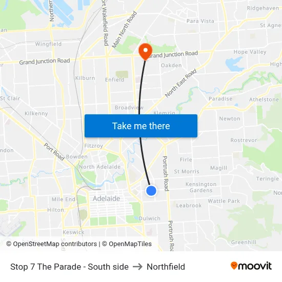 Stop 7 The Parade - South side to Northfield map