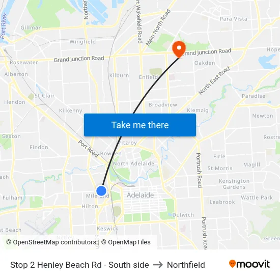 Stop 2 Henley Beach Rd - South side to Northfield map