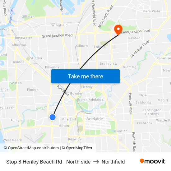 Stop 8 Henley Beach Rd - North side to Northfield map
