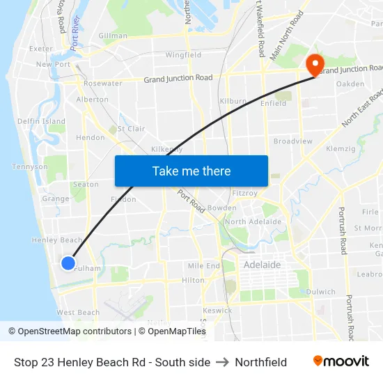 Stop 23 Henley Beach Rd - South side to Northfield map