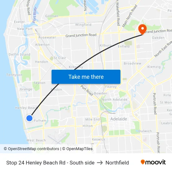 Stop 24 Henley Beach Rd - South side to Northfield map