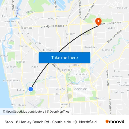 Stop 16 Henley Beach Rd - South side to Northfield map