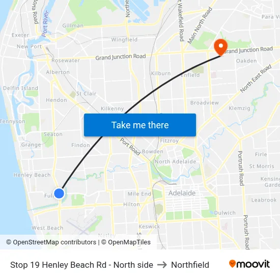 Stop 19 Henley Beach Rd - North side to Northfield map