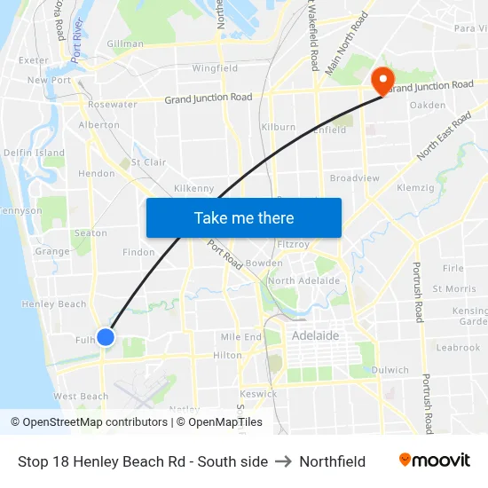 Stop 18 Henley Beach Rd - South side to Northfield map
