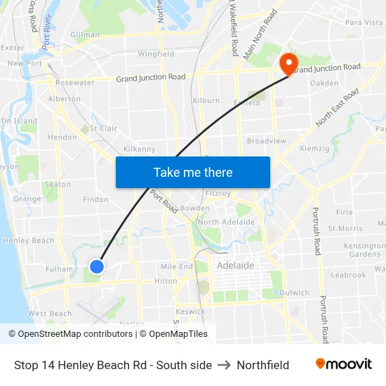 Stop 14 Henley Beach Rd - South side to Northfield map