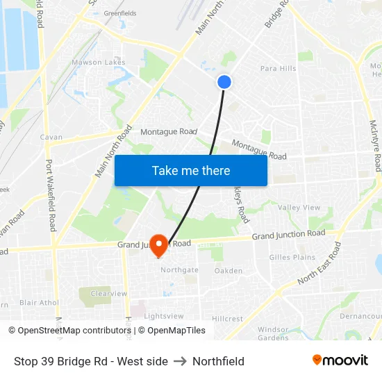 Stop 39 Bridge Rd - West side to Northfield map