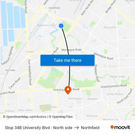 Stop 34B University Blvd - North side to Northfield map