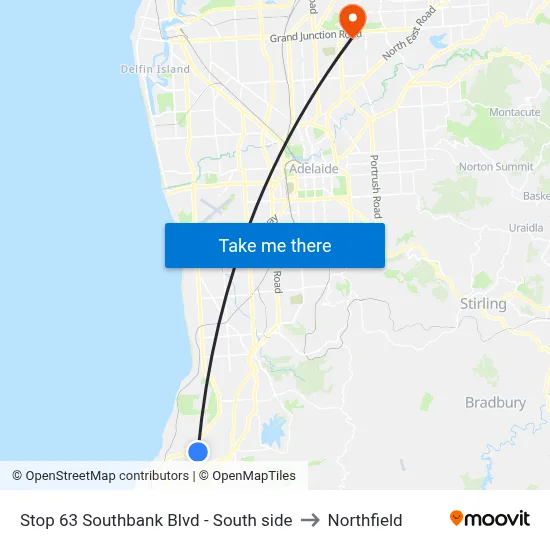 Stop 63 Southbank Blvd - South side to Northfield map