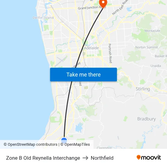 Zone B Old Reynella Interchange to Northfield map